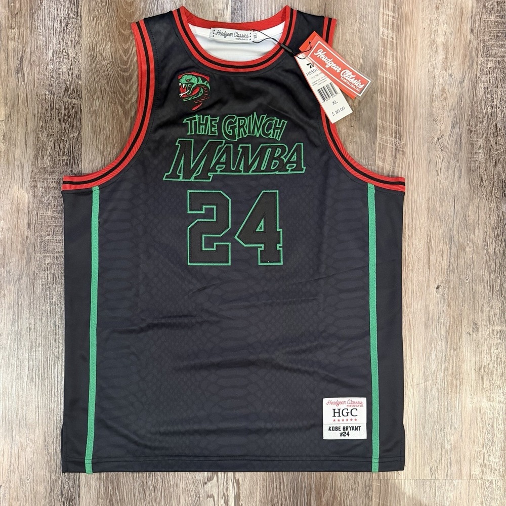 NWT Kobe Bryant The Grinch Mamba Jersey Headgear Classics Black Youth XL